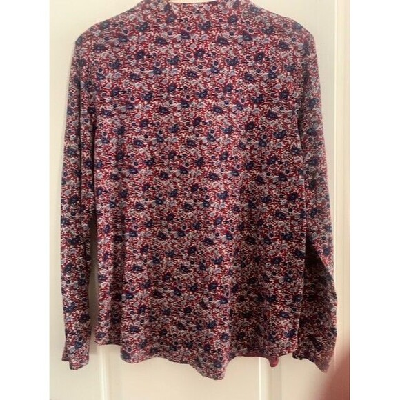 Lucky Brand Size XL/TG  Red Blue Paisley Print Peasant Top Lagenlook Boho - Picture 4 of 14